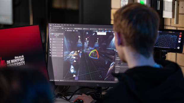 Esports student at a PC