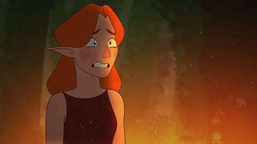 illustration of a woman with red hair and elf-like ears